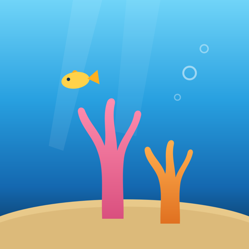 Reef Bloom app icon: a fish above pink and orange coral